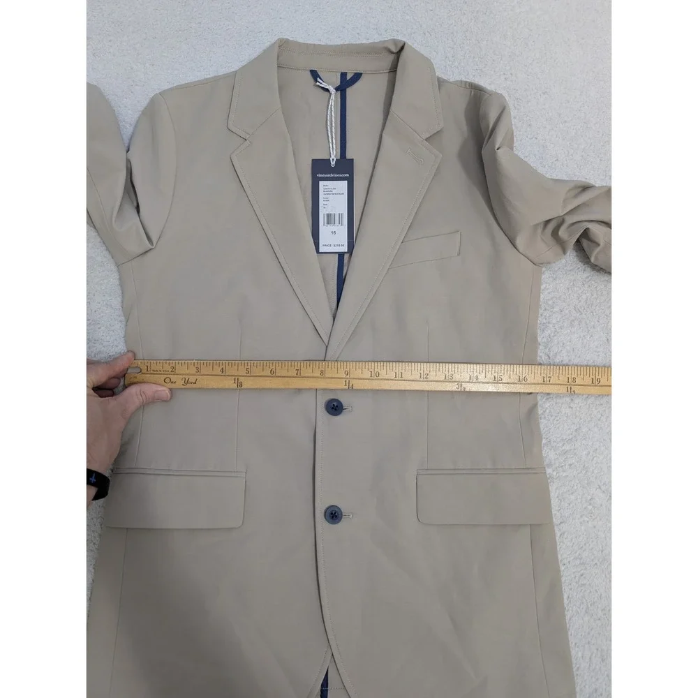 NEW Vineyard Vines OTG On The Go Lightweight Blazer Beige 2 Button Youth Boys 16